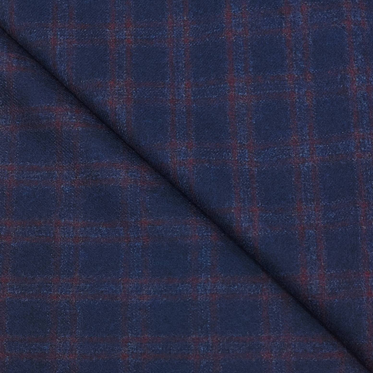 OCM 100% wool Check Tweed Blazer Fabric Colour Dark Blue